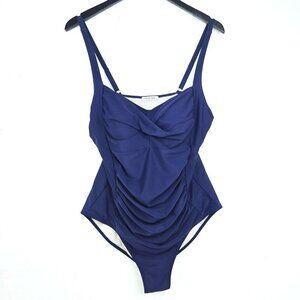 Ekouaer Navy Blue One Piece Tummy Camouflage Swim Suit